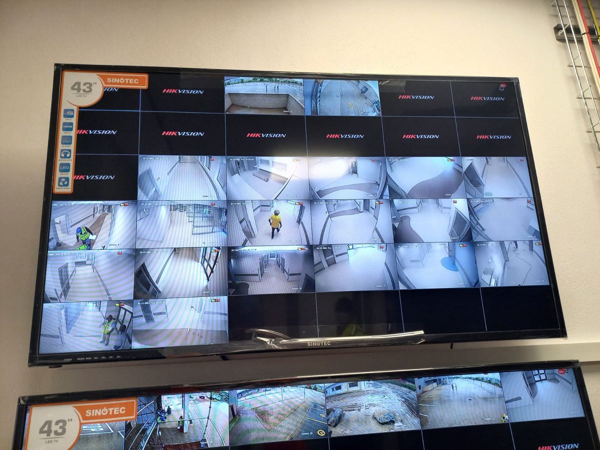 CCTV monitoring wall in control room